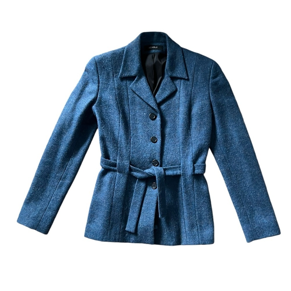 Searle Vintage Made in USA Wool Blend Belted Blazer/Jacket Blue Size 6